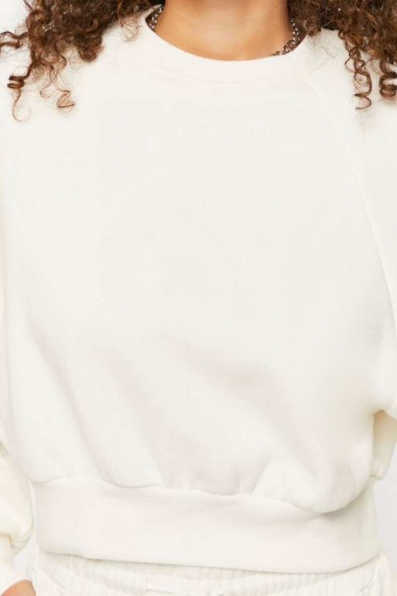 Pullover Forever 21 Fleece Raglan Mujer Creme | jFSCOKM0LWl