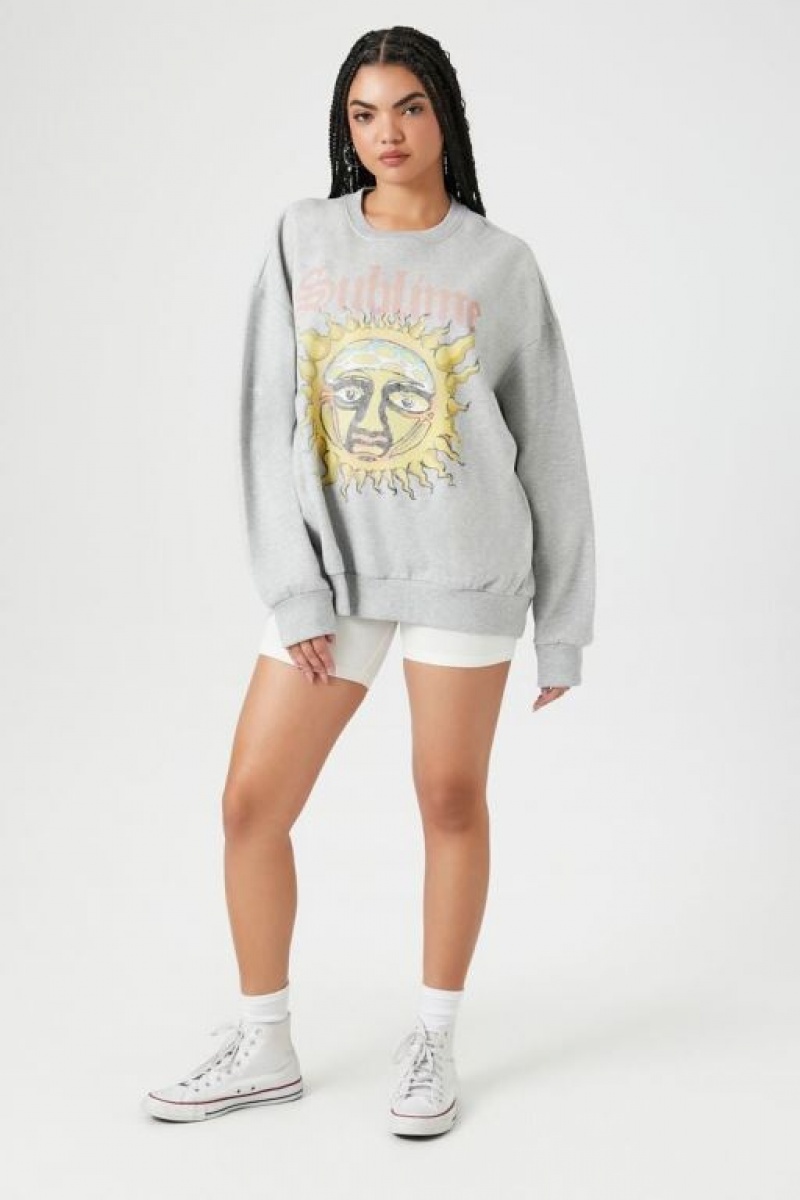 Pullover Forever 21 Fleece Sublime Estampadas Mujer Gris Multicolor | jmFwDxRxLB3