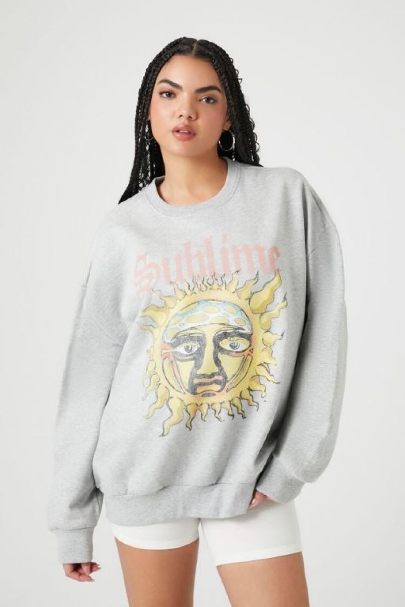 Pullover Forever 21 Fleece Sublime Estampadas Mujer Gris Multicolor | jmFwDxRxLB3