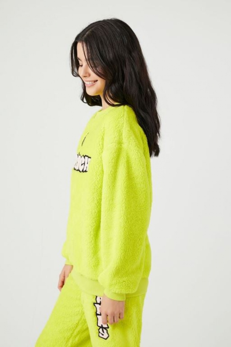 Pullover Forever 21 Fleece The Grinch Mujer Verde Multicolor | BdgbhujI1Z5