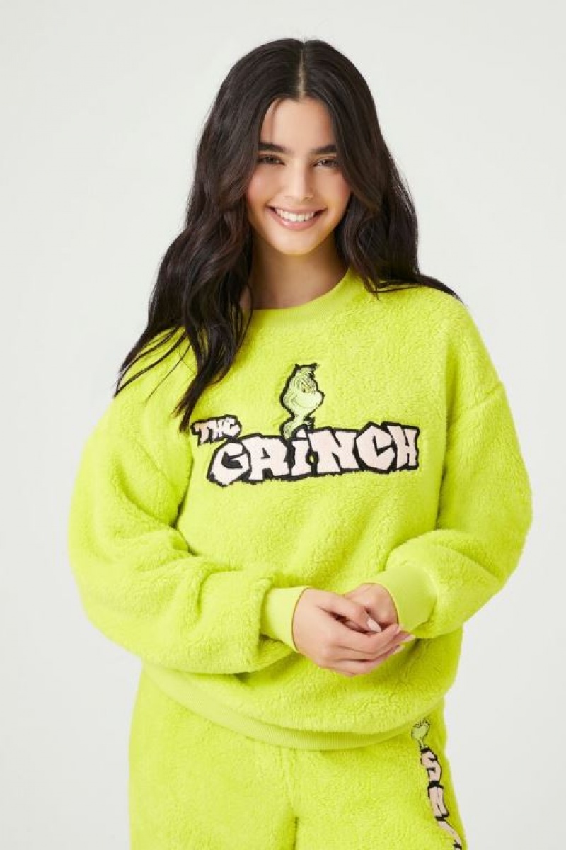 Pullover Forever 21 Fleece The Grinch Mujer Verde Multicolor | BdgbhujI1Z5