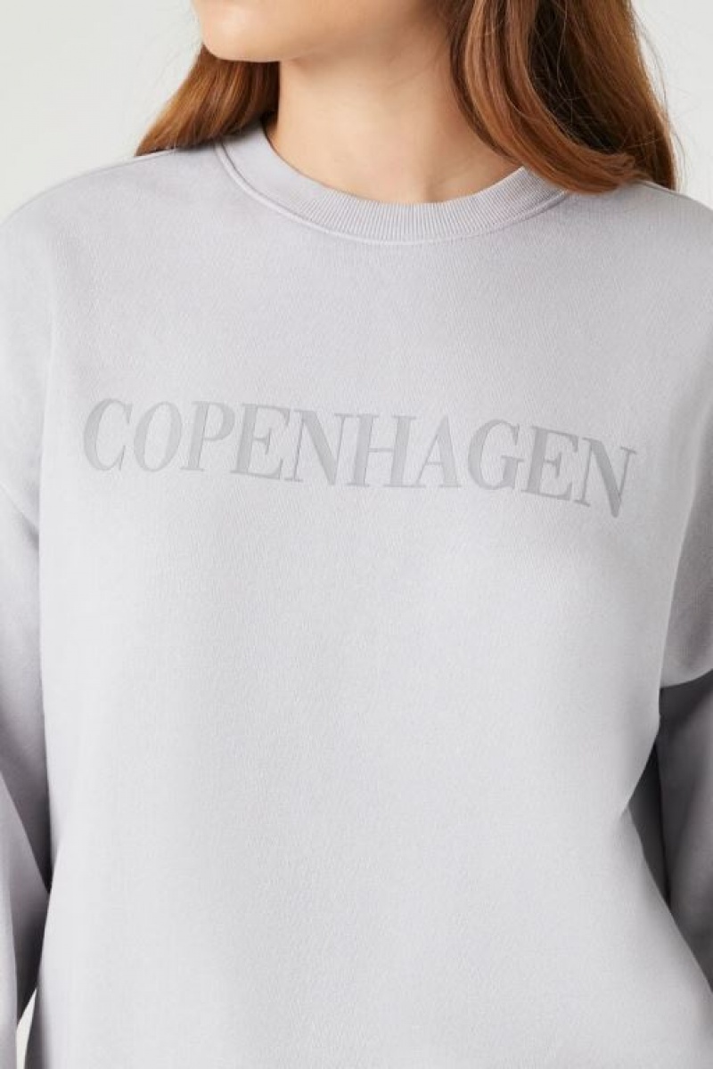 Pullover Forever 21 French Terry Copenhagen Mujer Plateadas Multicolor | jDf0gonlTXE