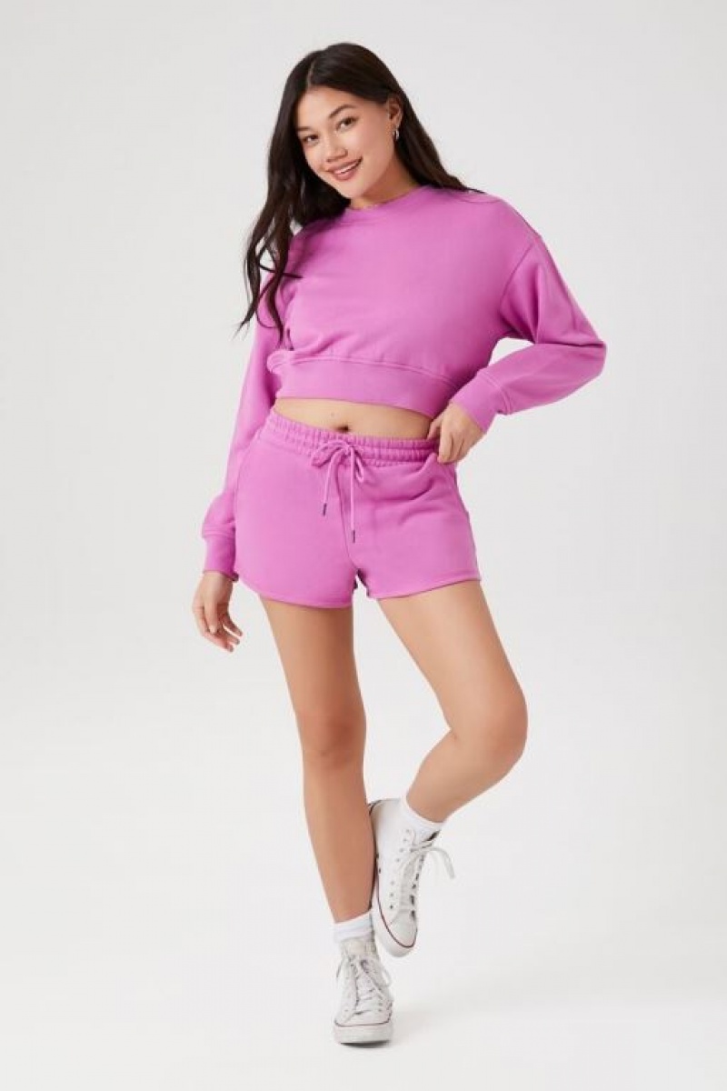 Pullover Forever 21 French Terry Crew Mujer Jacaranda | jkRIKOVV53X