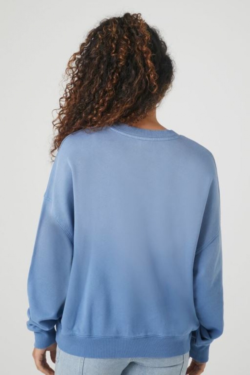 Pullover Forever 21 French Terry Drop Sleeve Mujer Azules | fXghj26vwVs