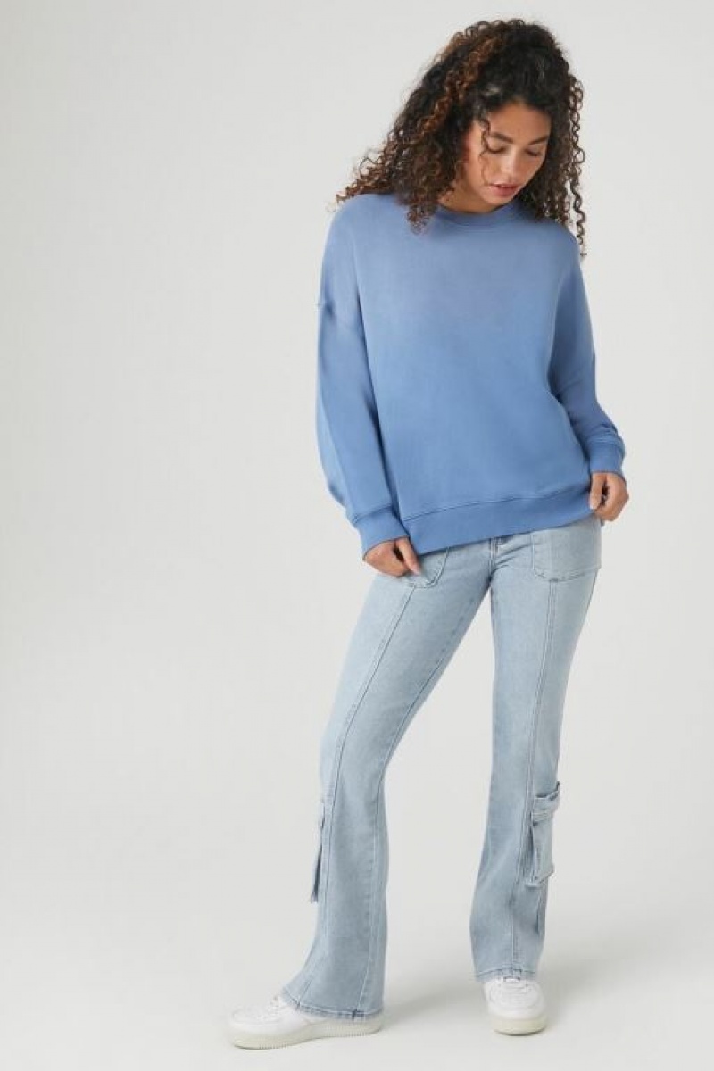 Pullover Forever 21 French Terry Drop Sleeve Mujer Azules | fXghj26vwVs