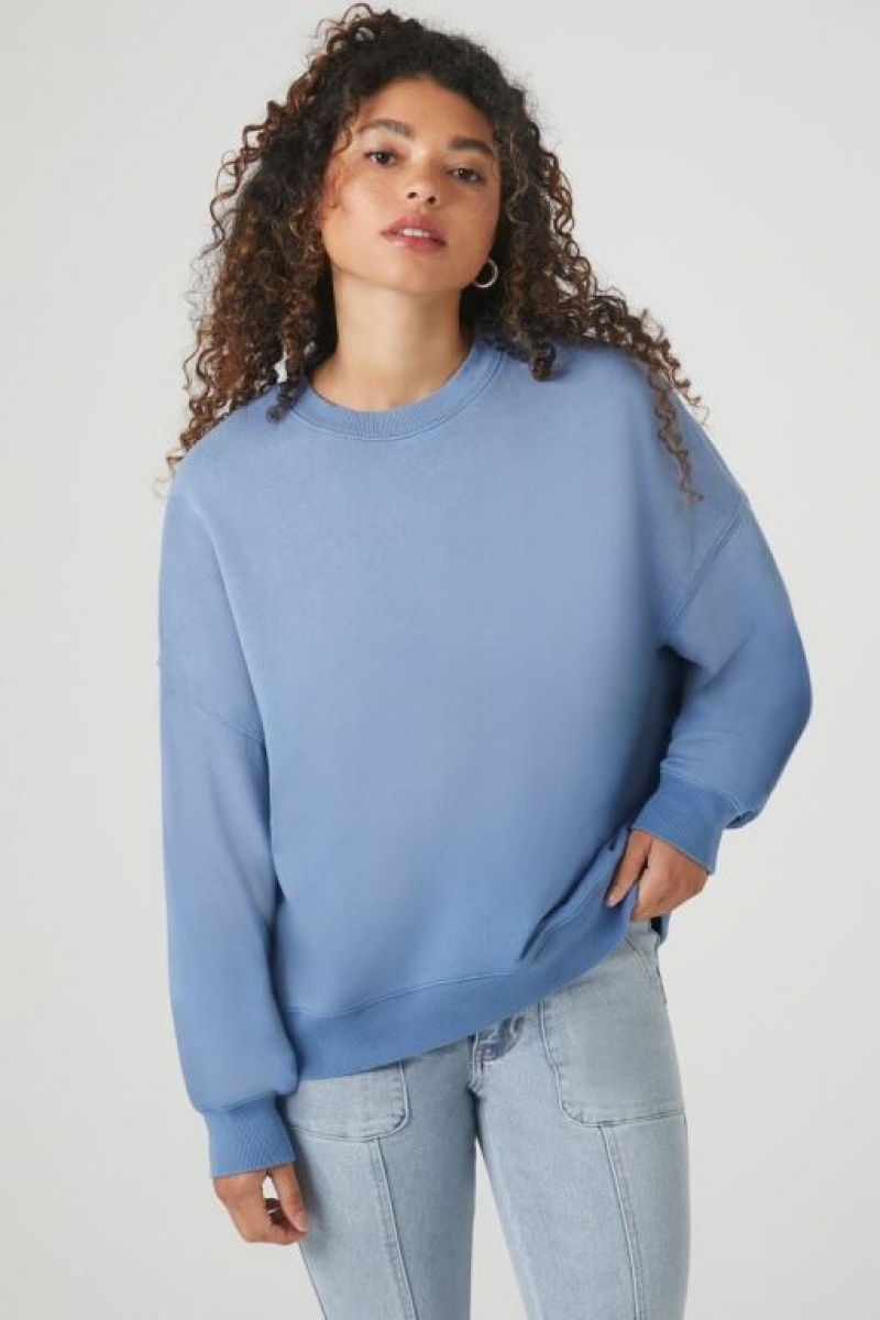 Pullover Forever 21 French Terry Drop Sleeve Mujer Azules | fXghj26vwVs