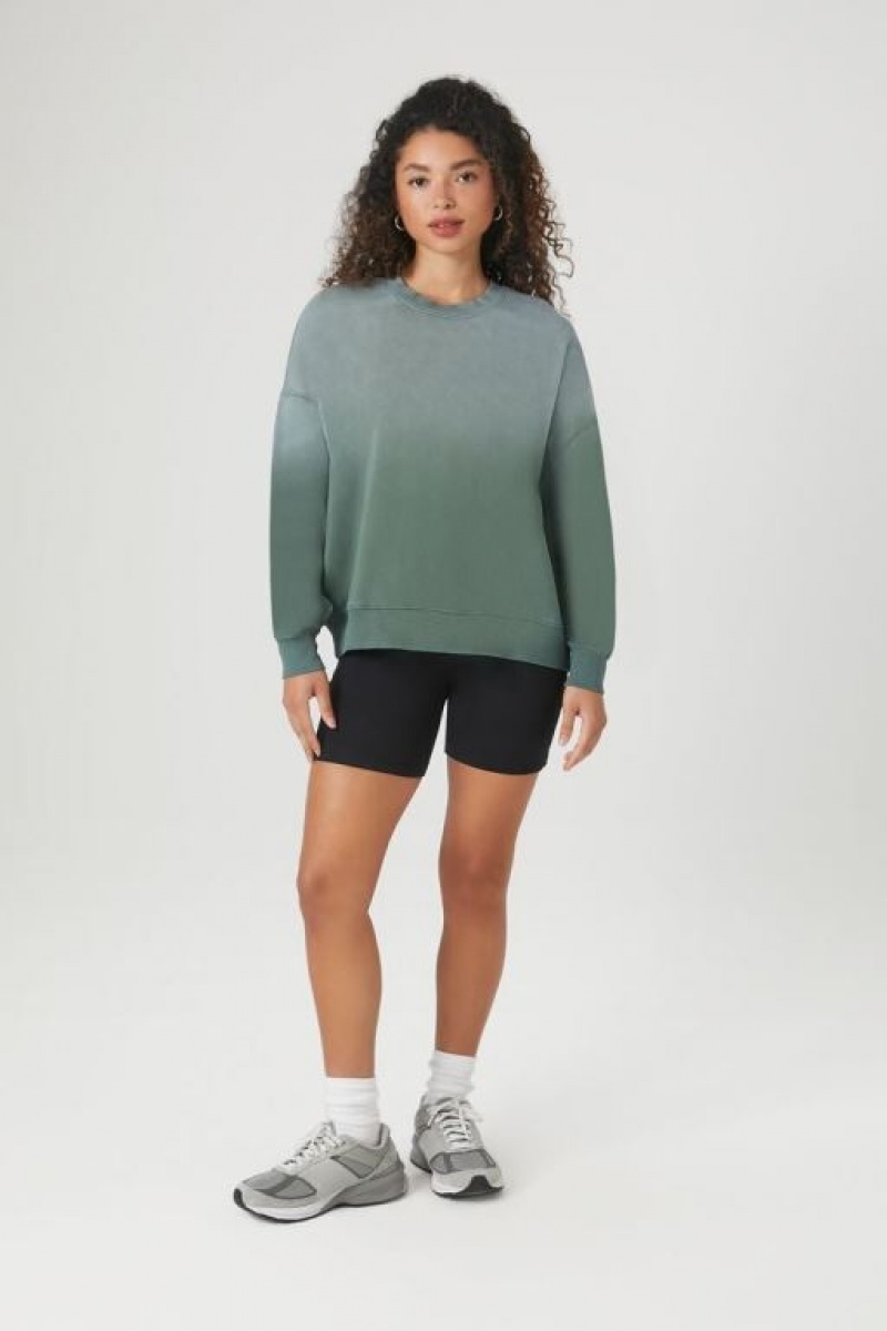 Pullover Forever 21 French Terry Drop Sleeve Mujer Verde | 1oOoJPAkQlo