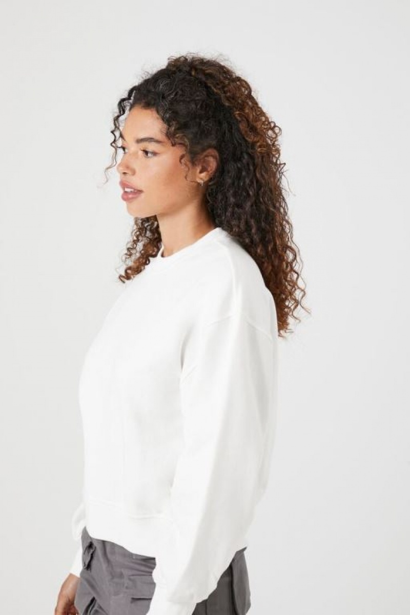 Pullover Forever 21 French Terry Drop Sleeve Mujer Blancas | vqdjtLeg6p1