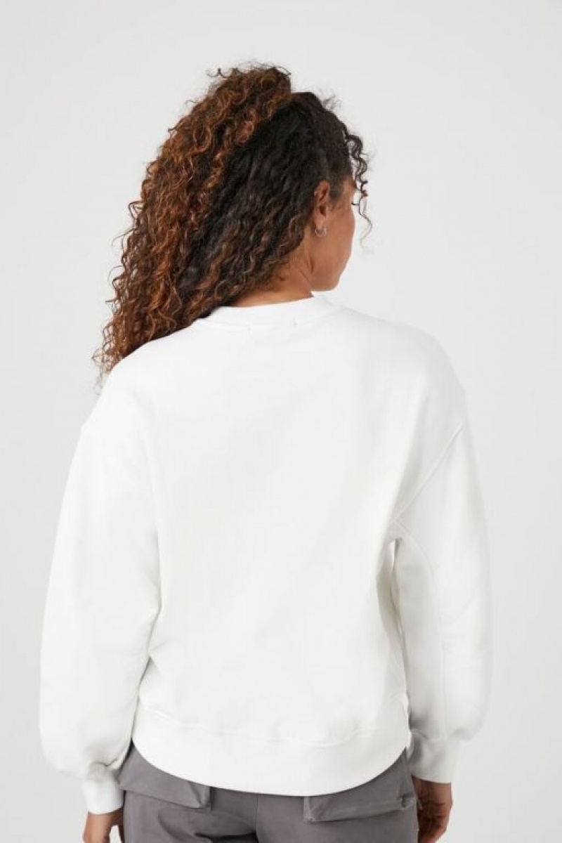 Pullover Forever 21 French Terry Drop Sleeve Mujer Blancas | vqdjtLeg6p1