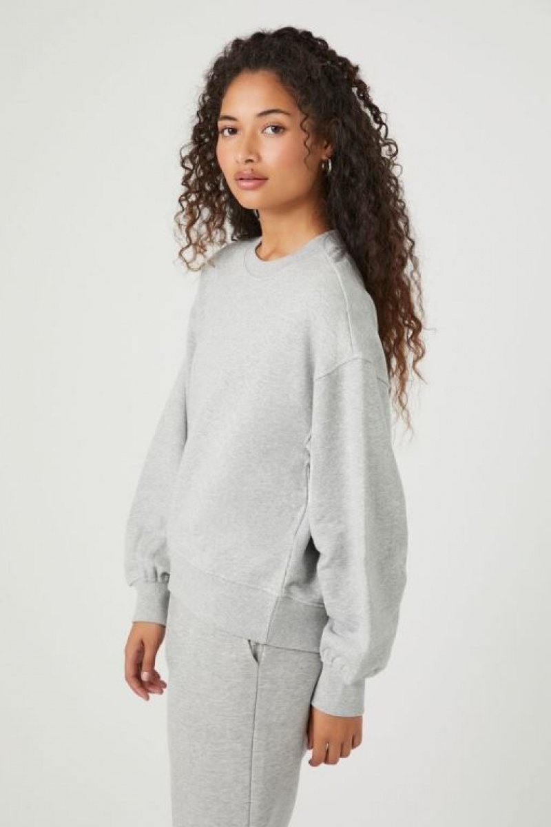 Pullover Forever 21 French Terry Drop Sleeve Mujer Gris | 5Riv1RsjJcK