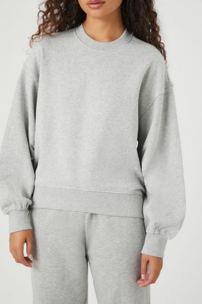 Pullover Forever 21 French Terry Drop Sleeve Mujer Gris | 5Riv1RsjJcK