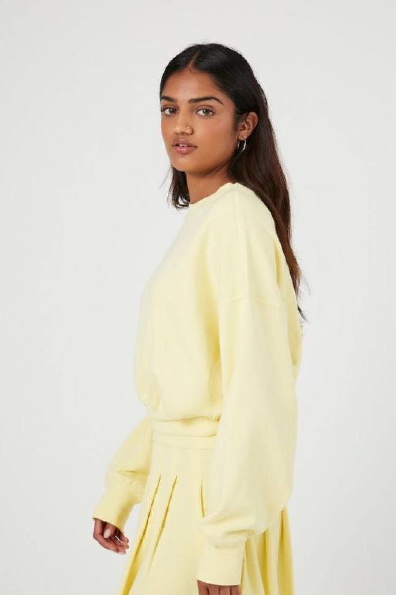 Pullover Forever 21 French Terry Drop Sleeve Mujer Amarillo Claro | yDWnWwYqWDA