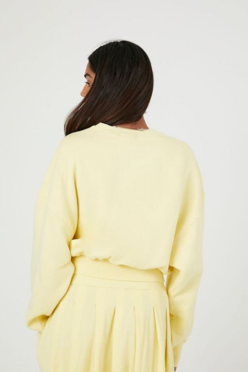 Pullover Forever 21 French Terry Drop Sleeve Mujer Amarillo Claro | yDWnWwYqWDA