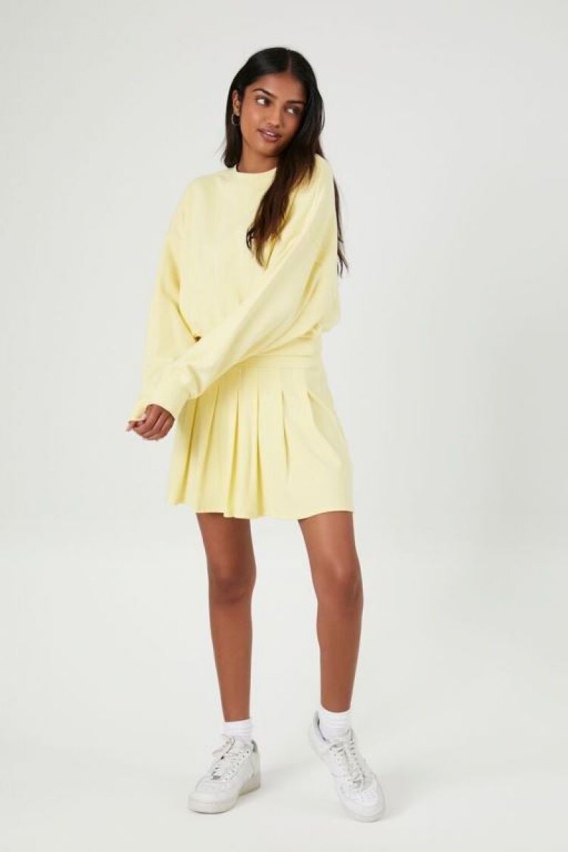 Pullover Forever 21 French Terry Drop Sleeve Mujer Amarillo Claro | yDWnWwYqWDA