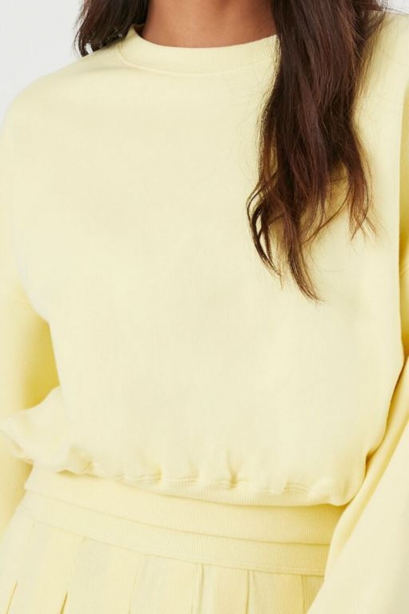 Pullover Forever 21 French Terry Drop Sleeve Mujer Amarillo Claro | yDWnWwYqWDA