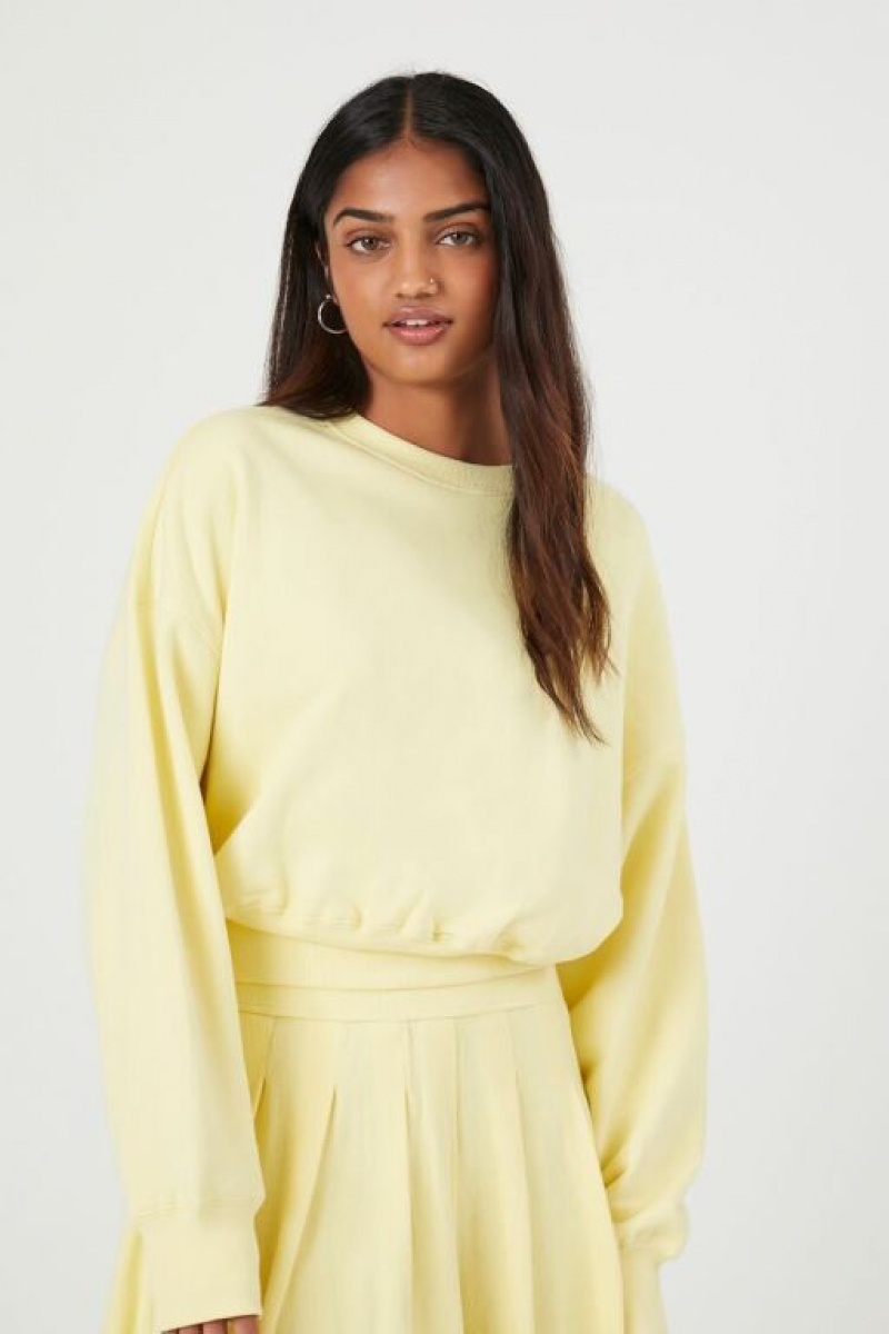 Pullover Forever 21 French Terry Drop Sleeve Mujer Amarillo Claro | yDWnWwYqWDA