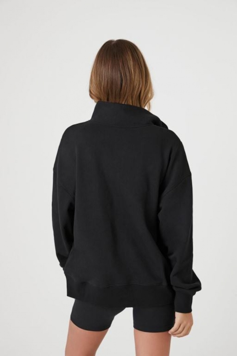 Pullover Forever 21 French Terry Half Zip Mujer Negras | oYPc5dsRVF8