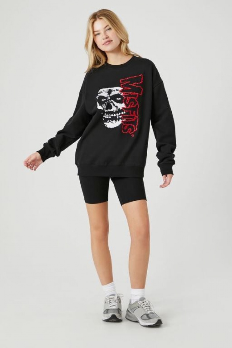 Pullover Forever 21 French Terry Misfits Estampadas Mujer Negras Multicolor | 6FmlGqjXUEs