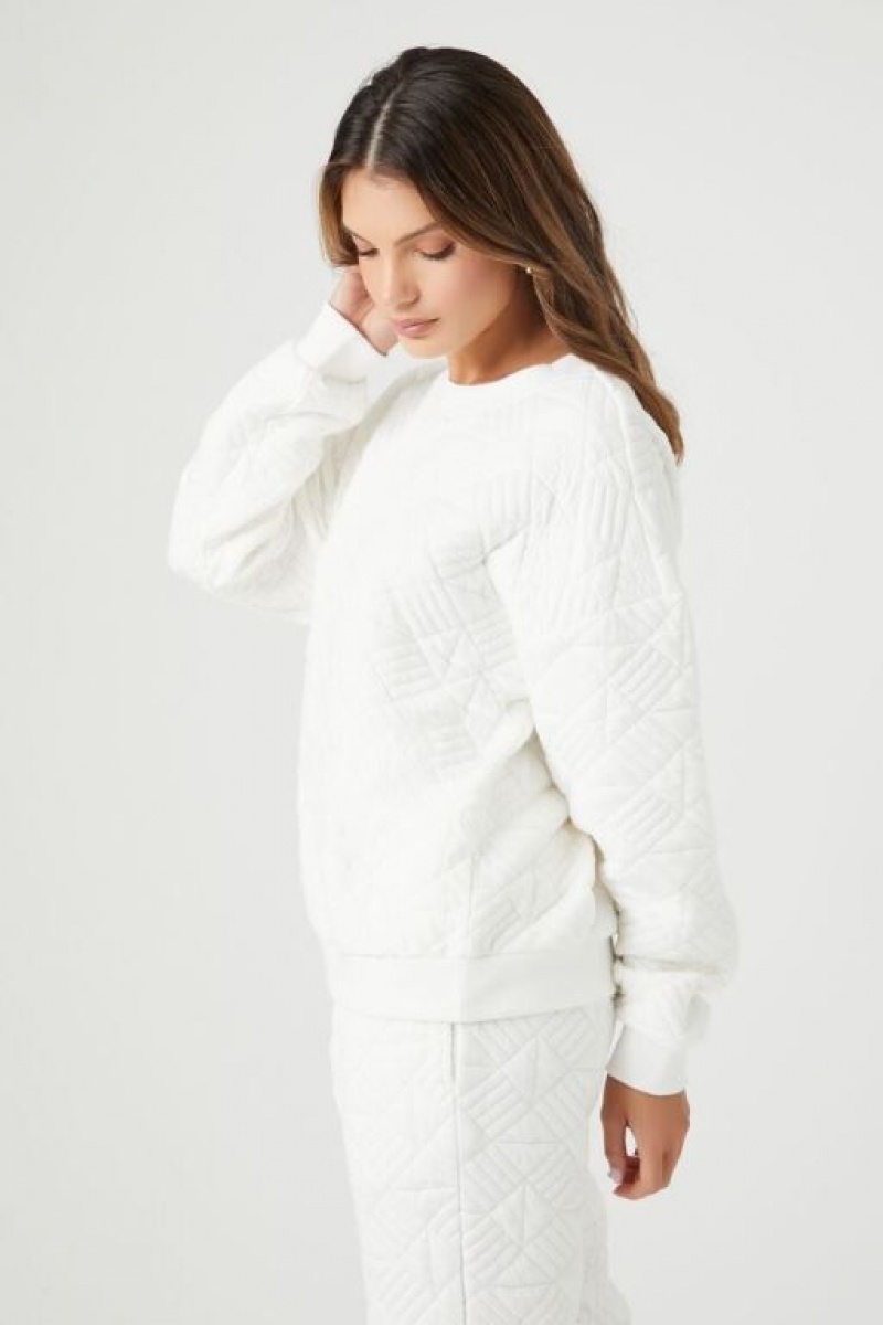 Pullover Forever 21 Geo Acolchado Jacquard Mujer Blancas | bsV8IuIHfiz