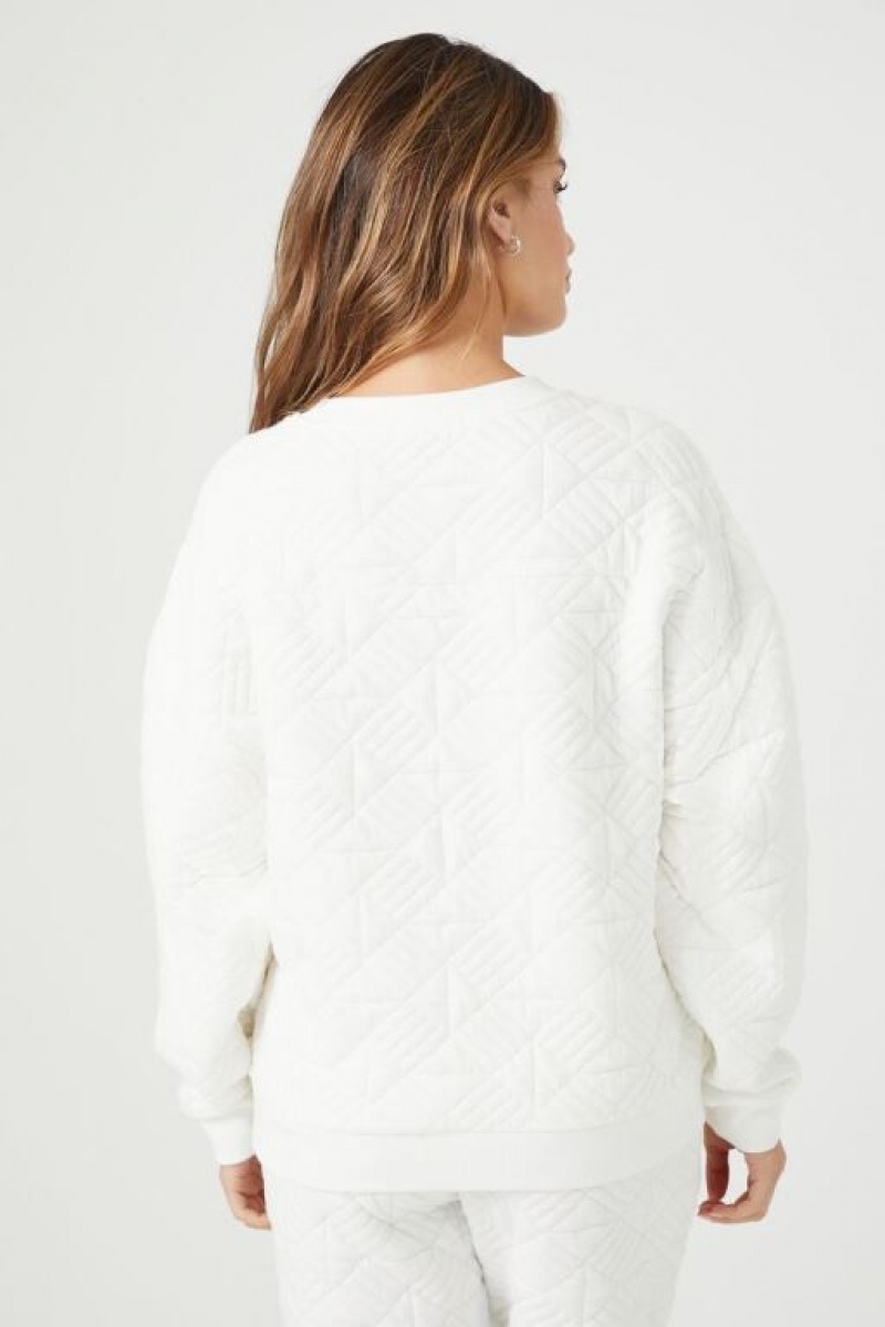 Pullover Forever 21 Geo Acolchado Jacquard Mujer Blancas | bsV8IuIHfiz