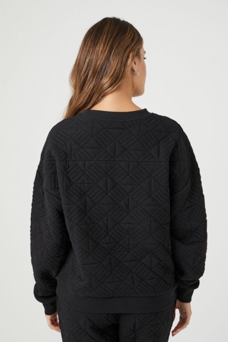 Pullover Forever 21 Geo Acolchado Jacquard Mujer Negras | aYlBERW85mz