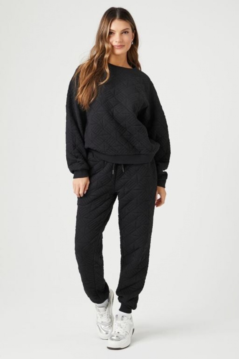 Pullover Forever 21 Geo Acolchado Jacquard Mujer Negras | aYlBERW85mz