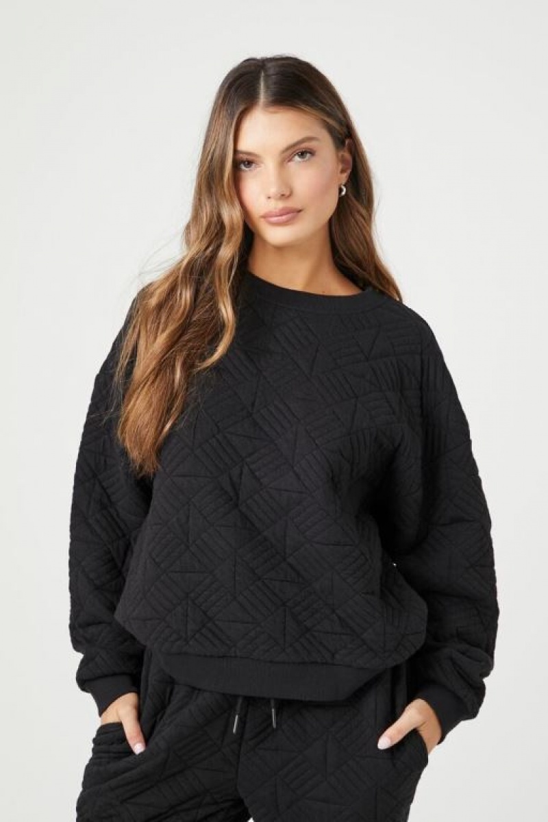 Pullover Forever 21 Geo Acolchado Jacquard Mujer Negras | aYlBERW85mz