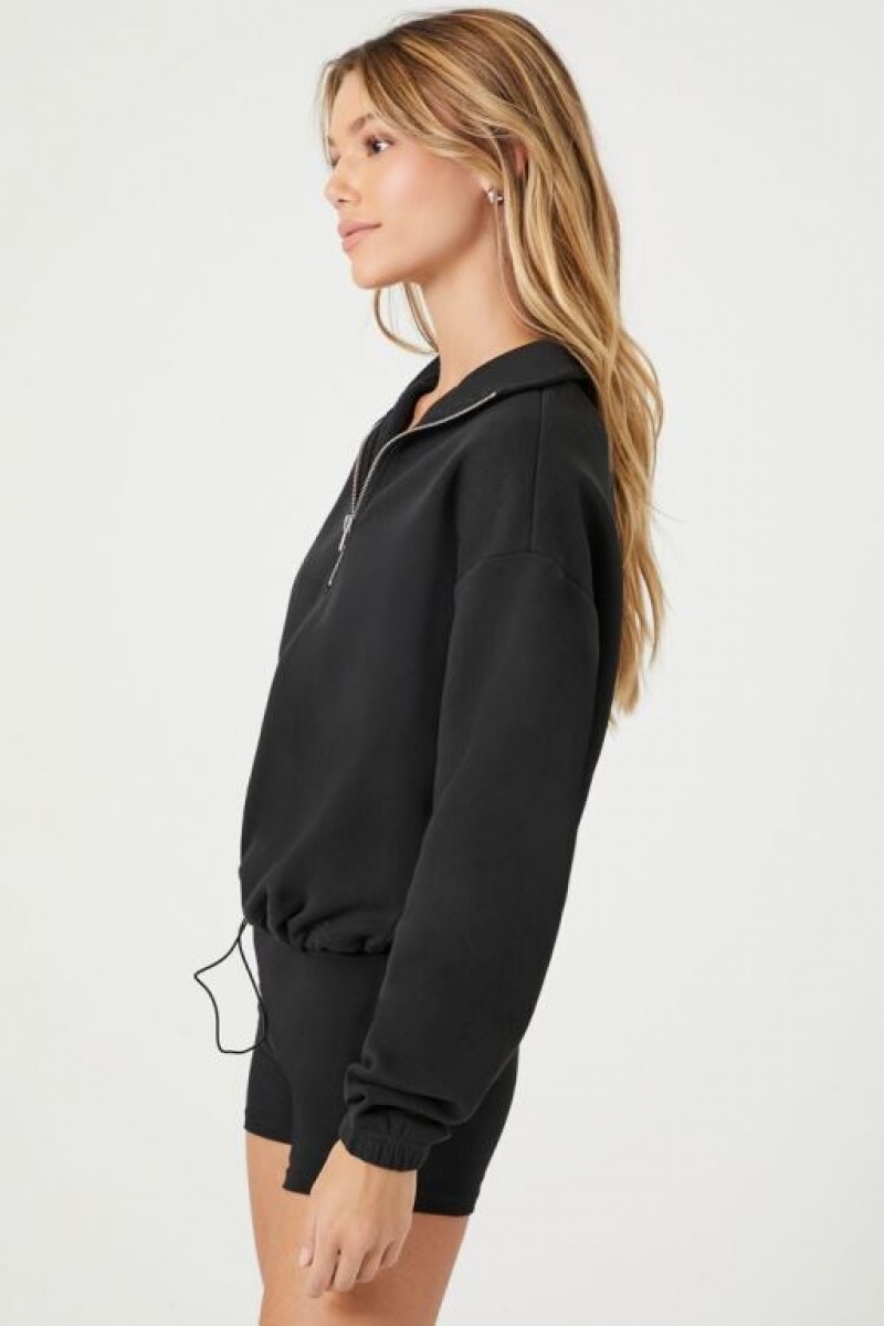 Pullover Forever 21 Half Zip Fleece Mujer Negras | lclzS8qX7XS