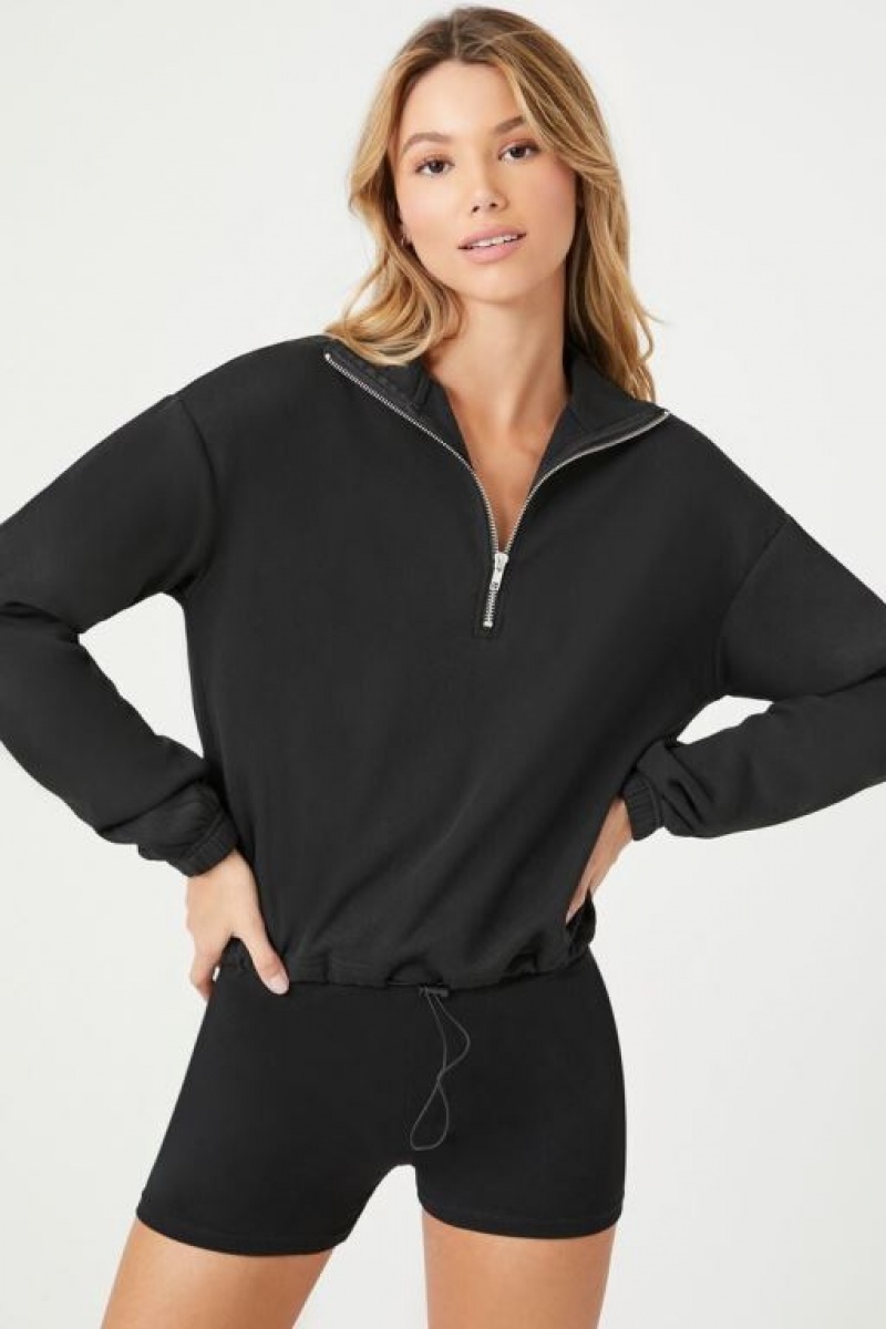 Pullover Forever 21 Half Zip Fleece Mujer Negras | lclzS8qX7XS