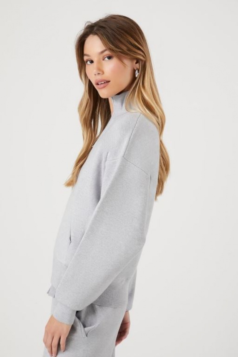 Pullover Forever 21 Half Zip Knit Mujer Gris | f6cu4JyOADp