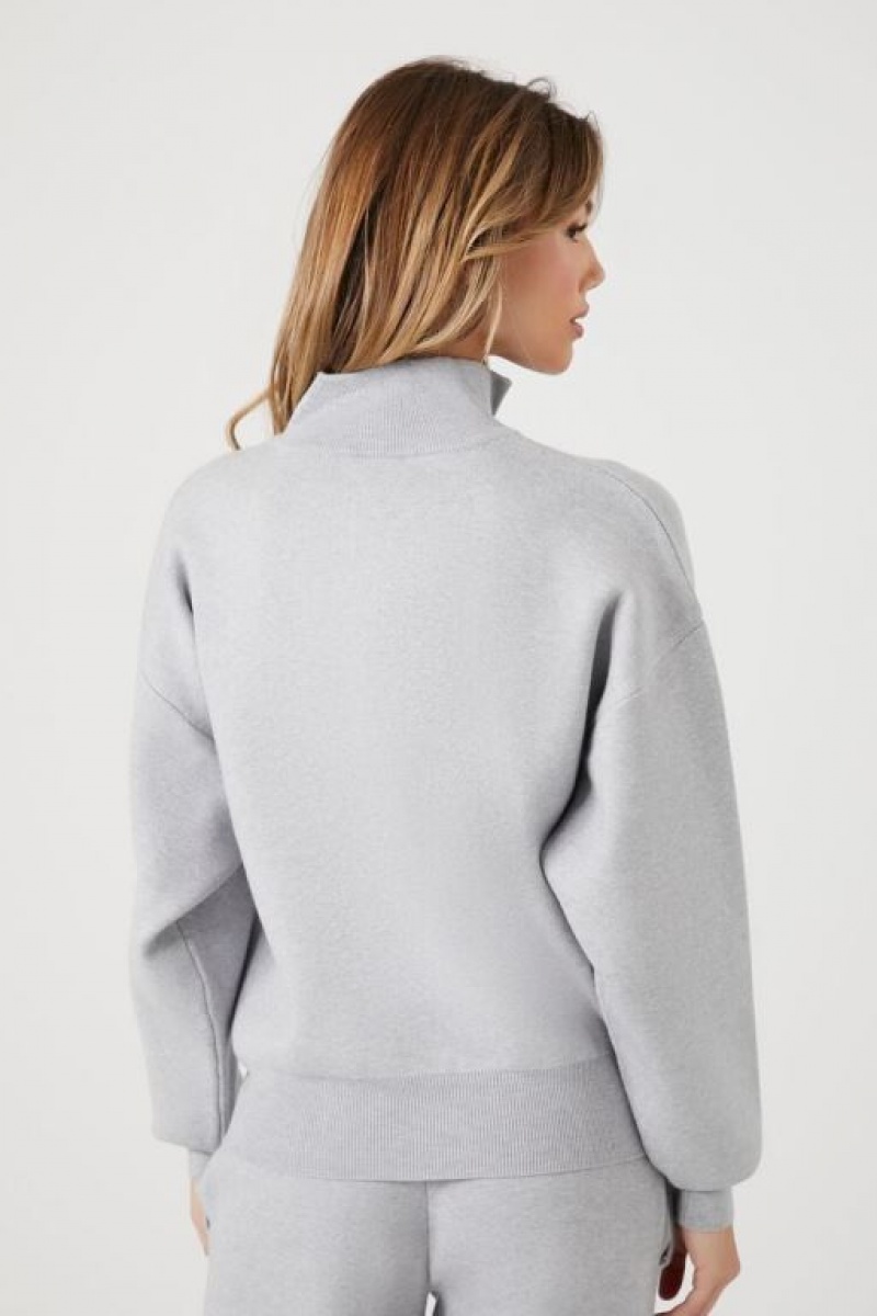 Pullover Forever 21 Half Zip Knit Mujer Gris | f6cu4JyOADp