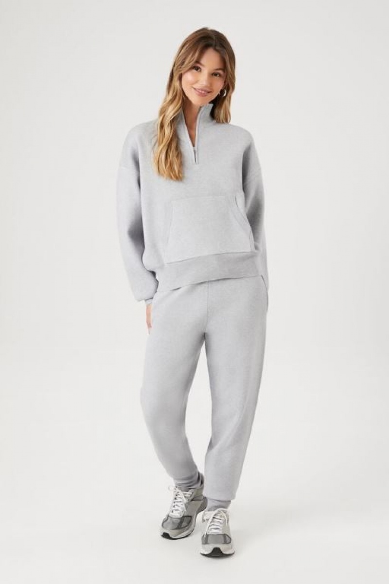 Pullover Forever 21 Half Zip Knit Mujer Gris | f6cu4JyOADp