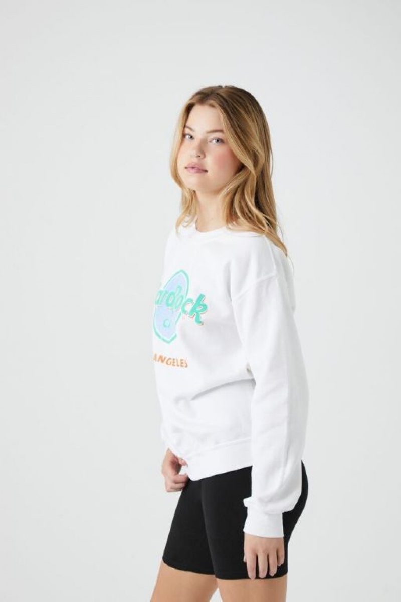 Pullover Forever 21 Hard Rock Cafe Estampadas Mujer Blancas Multicolor | 0ZcYrhRfdel