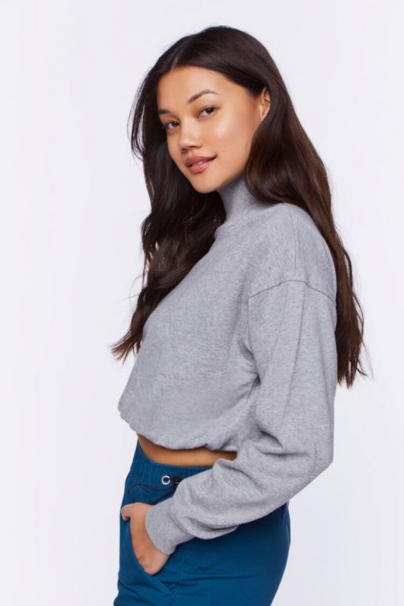 Pullover Forever 21 Heathered Mock Neck Mujer Gris | CPPp6iOY8u4