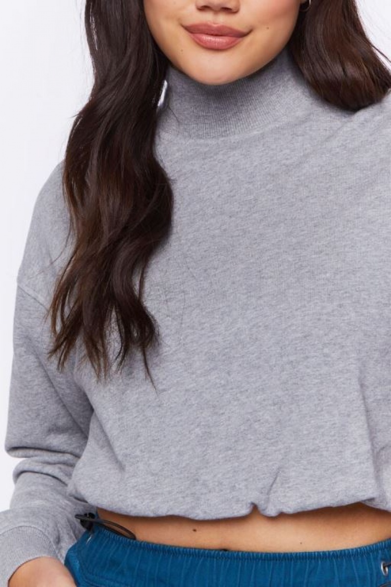 Pullover Forever 21 Heathered Mock Neck Mujer Gris | CPPp6iOY8u4