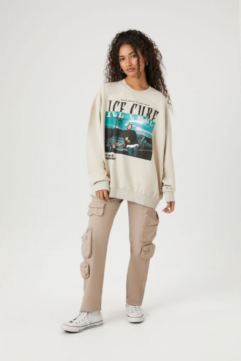 Pullover Forever 21 Ice Cube Estampadas Mujer Beige Multicolor | yU8pKEevxIR