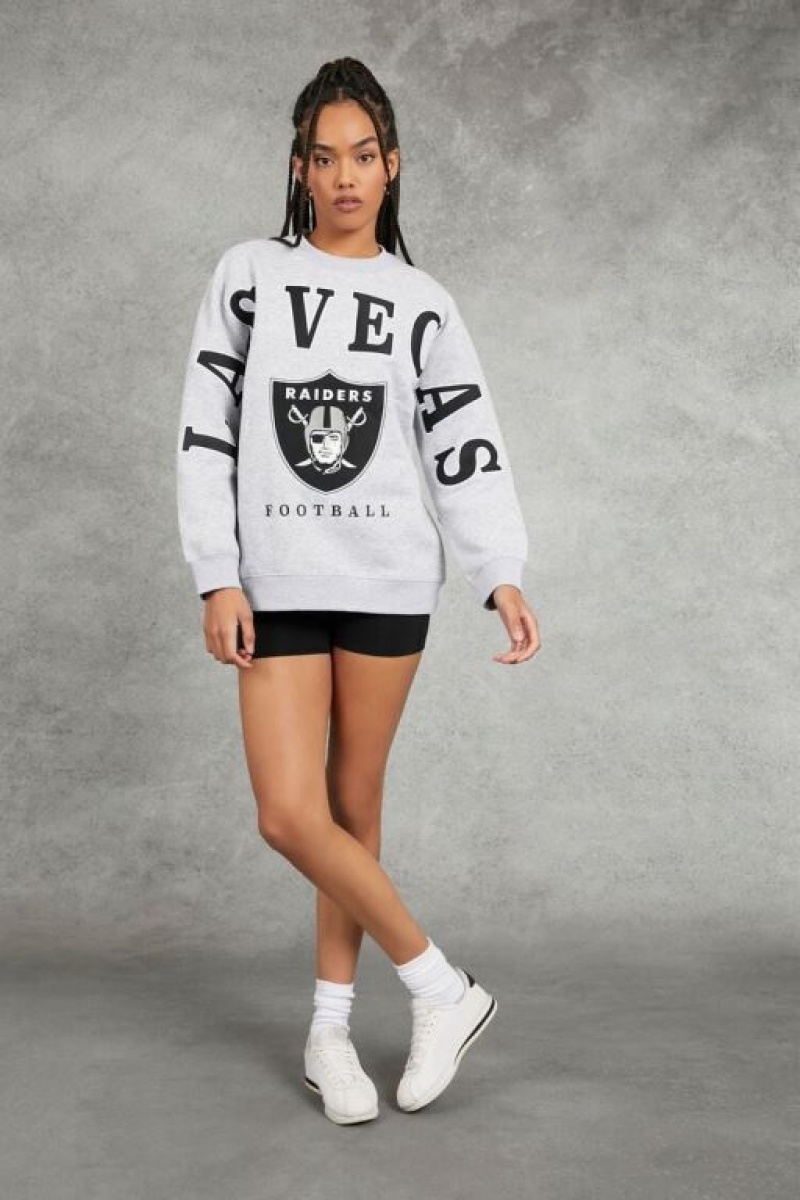 Pullover Forever 21 Las Vegas Raiders Estampadas Mujer Gris Negras | 6kLatcJZ1fA