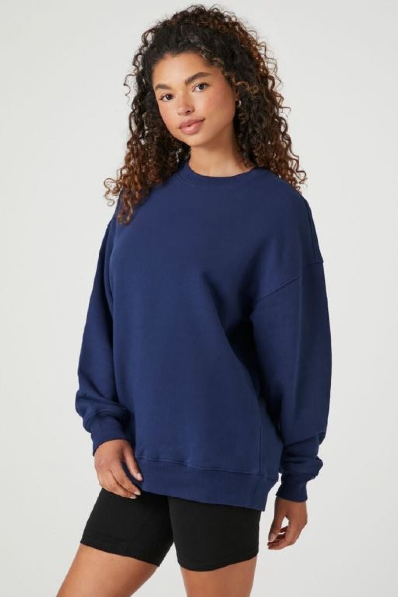 Pullover Forever 21 Los Angeles Estampadas Fleece Mujer Azul Marino | ENmPCugzqq5