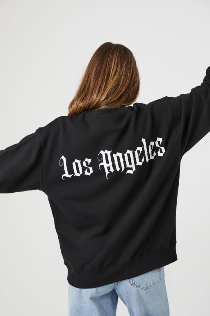 Pullover Forever 21 Los Angeles Estampadas Mujer Negras Multicolor | N9J5G47VHlX