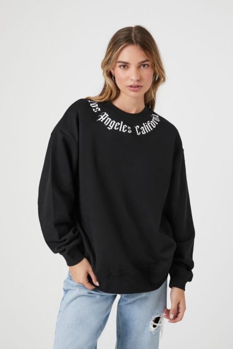 Pullover Forever 21 Los Angeles Estampadas Mujer Negras Multicolor | N9J5G47VHlX