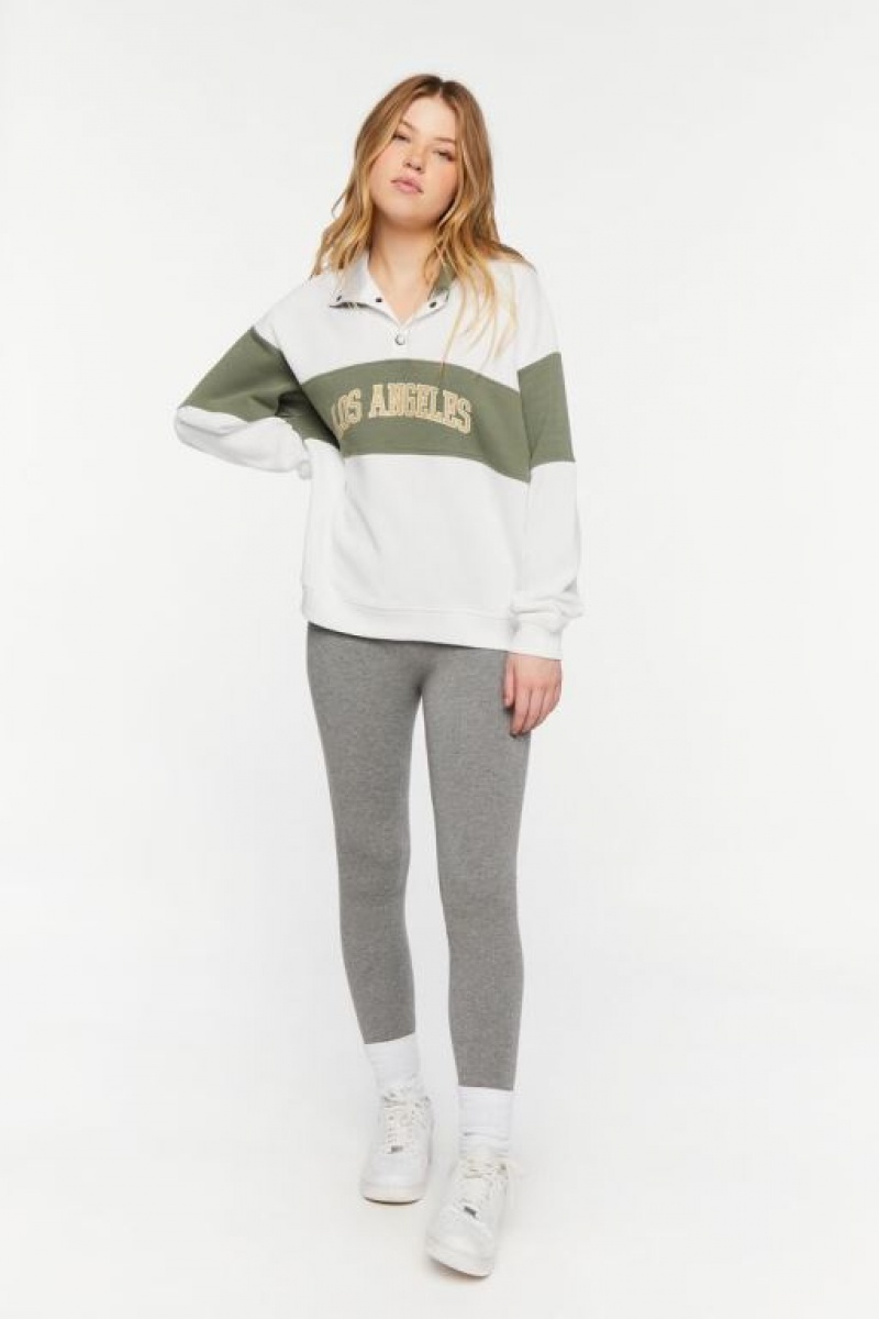 Pullover Forever 21 Los Angeles Estampadas Mujer Creme Verde Oliva | f7TMhQNzlML