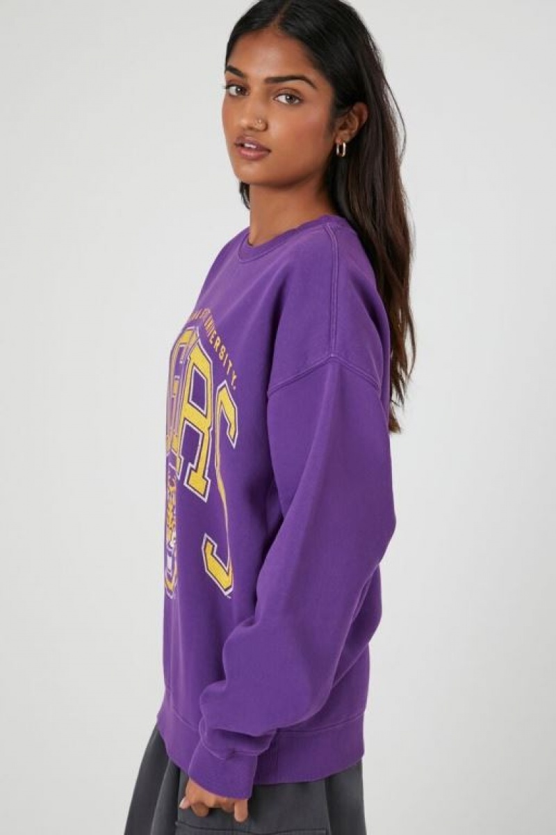 Pullover Forever 21 Louisiana Tigers Estampadas Mujer Moradas Multicolor | G9oDOT9eaOi