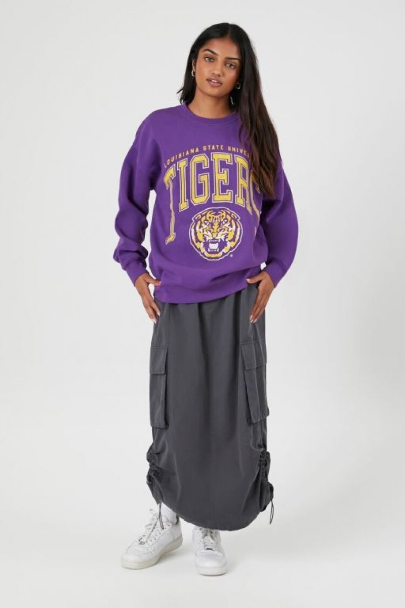 Pullover Forever 21 Louisiana Tigers Estampadas Mujer Moradas Multicolor | G9oDOT9eaOi