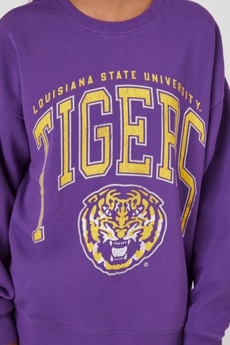 Pullover Forever 21 Louisiana Tigers Estampadas Mujer Moradas Multicolor | G9oDOT9eaOi