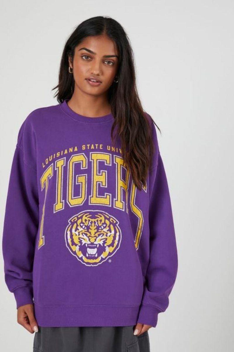 Pullover Forever 21 Louisiana Tigers Estampadas Mujer Moradas Multicolor | G9oDOT9eaOi