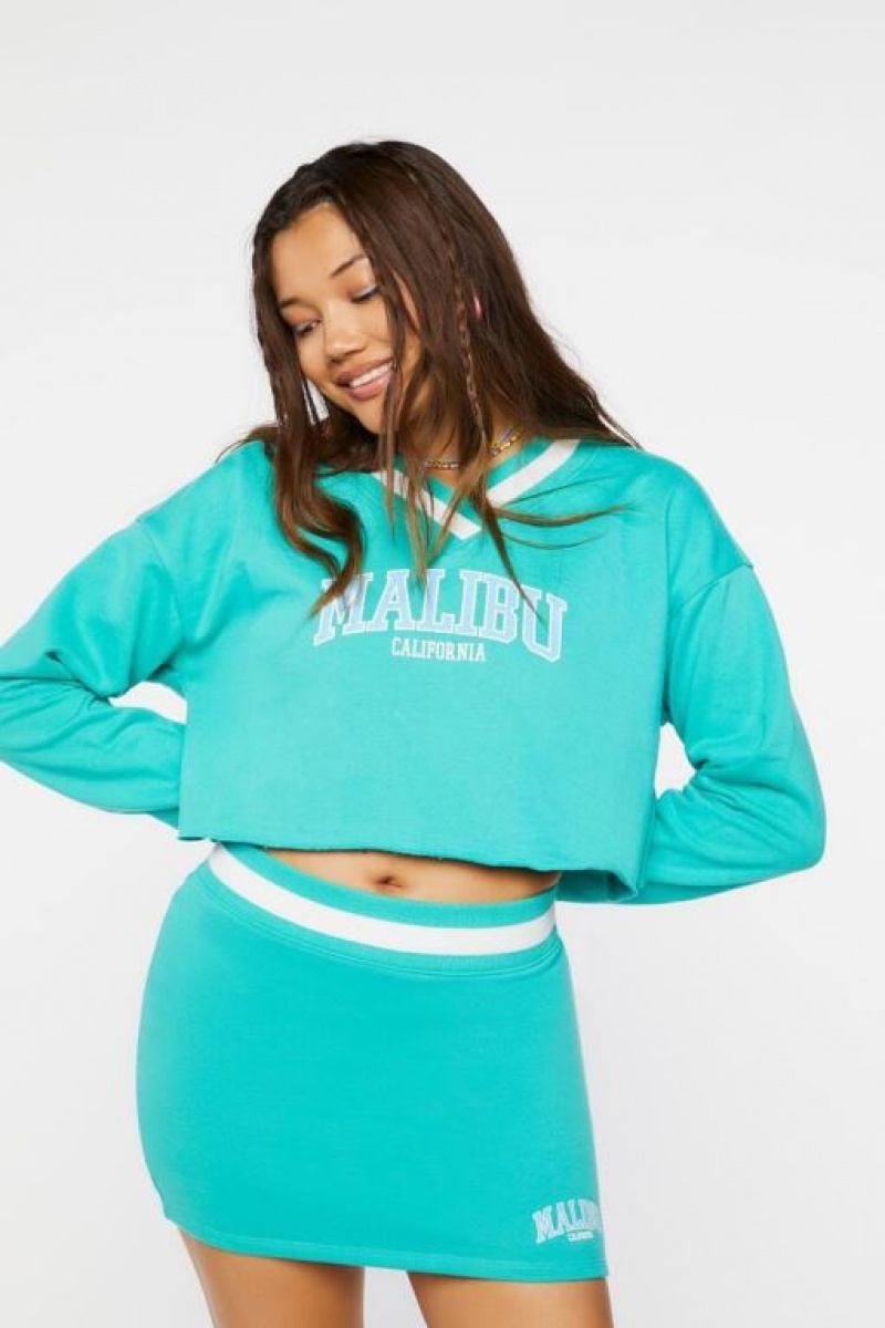 Pullover Forever 21 Malibu Estampadas Raw Cut Mujer Verde Multicolor | vIfrnQbxeyV