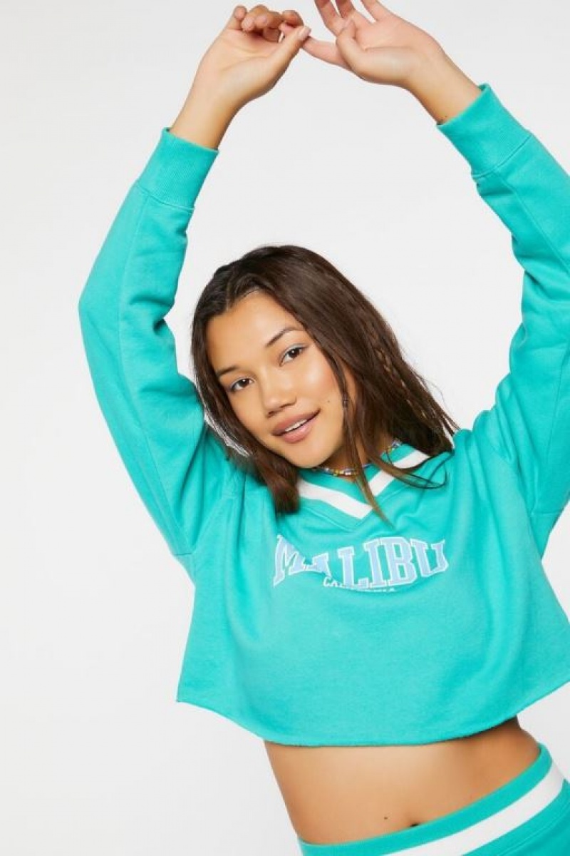 Pullover Forever 21 Malibu Estampadas Raw Cut Mujer Verde Multicolor | vIfrnQbxeyV