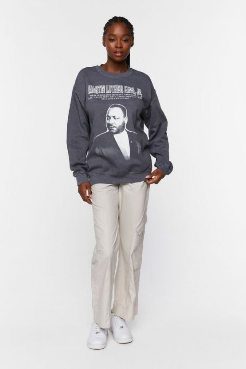 Pullover Forever 21 Martin Luther King Jr Estampadas Mujer Gris Multicolor | ChQnuWVYDzZ