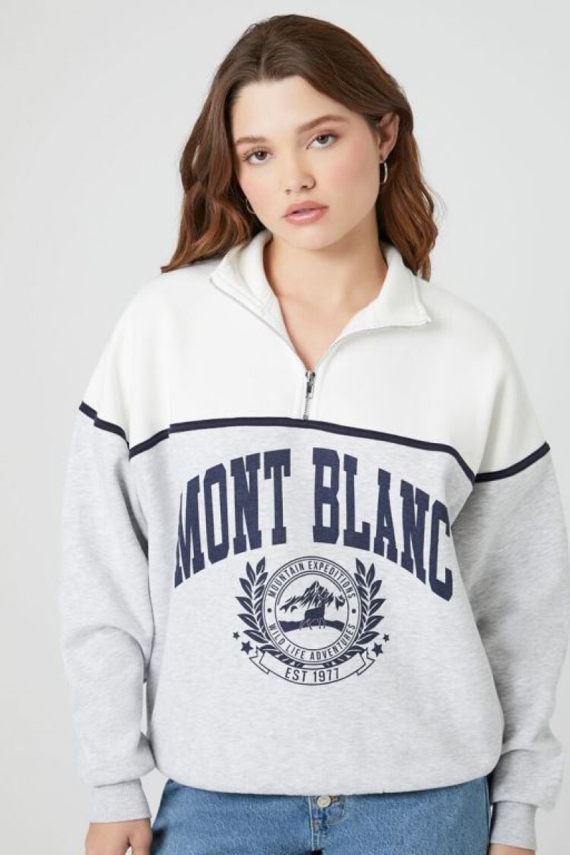 Pullover Forever 21 Mont Blanc Half Zip Mujer Gris Multicolor | ruFdPSrjafg