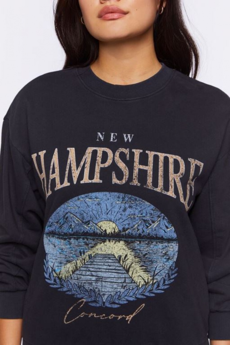 Pullover Forever 21 New Hampshire Estampadas Mujer Negras Multicolor | JotW0xVjgAQ